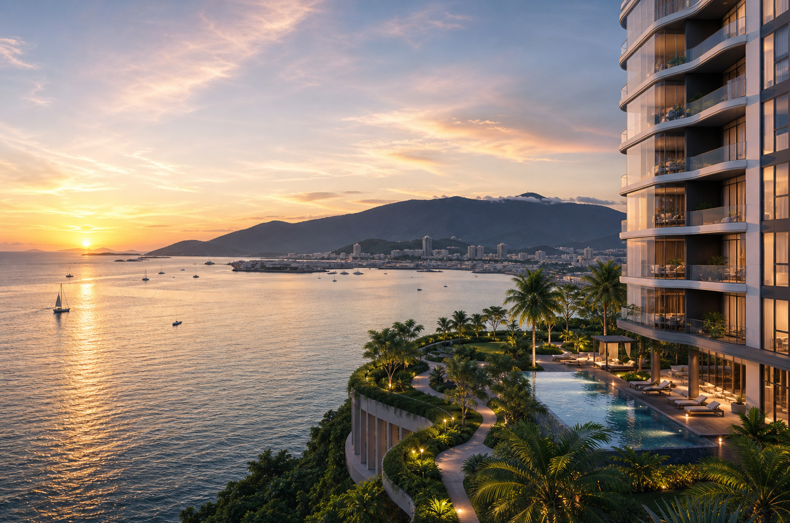 Kota Kinabalu seaside residential project with mountain and sea scenery