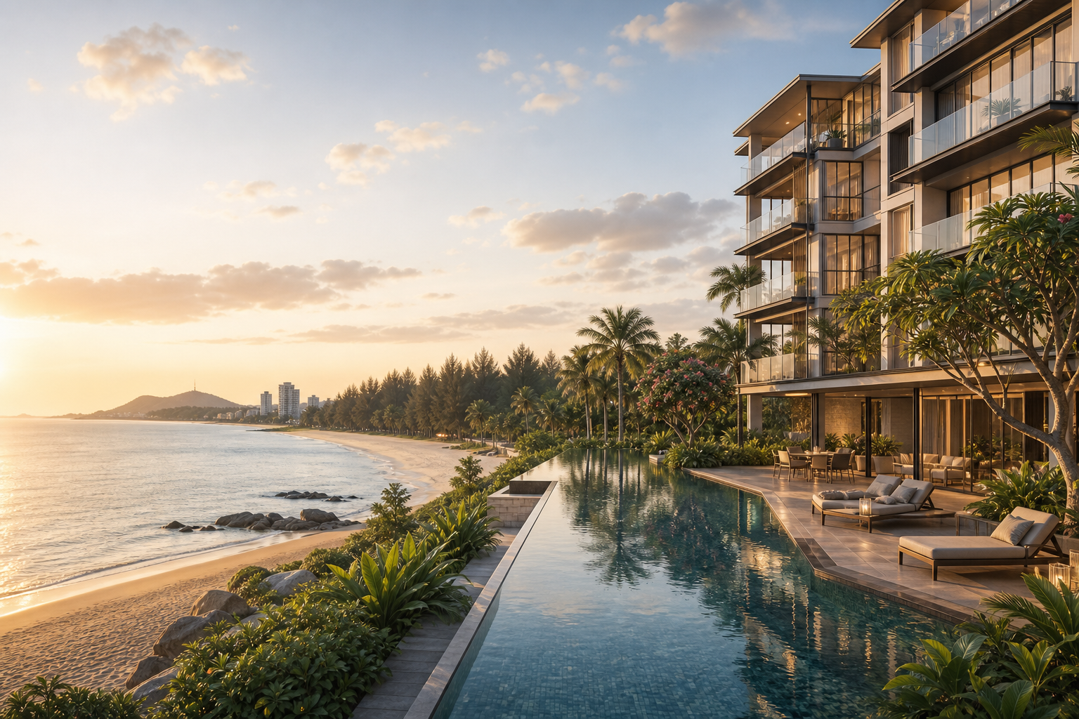 Kuantan coastal residential project with beach scenery