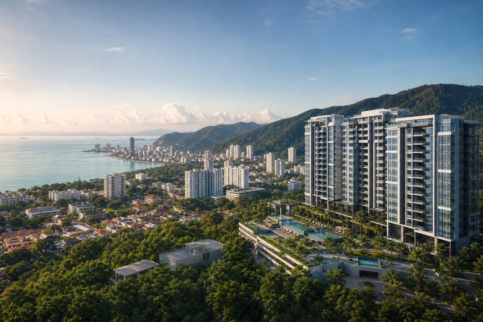 Penang island urban residential project with coastal scenery